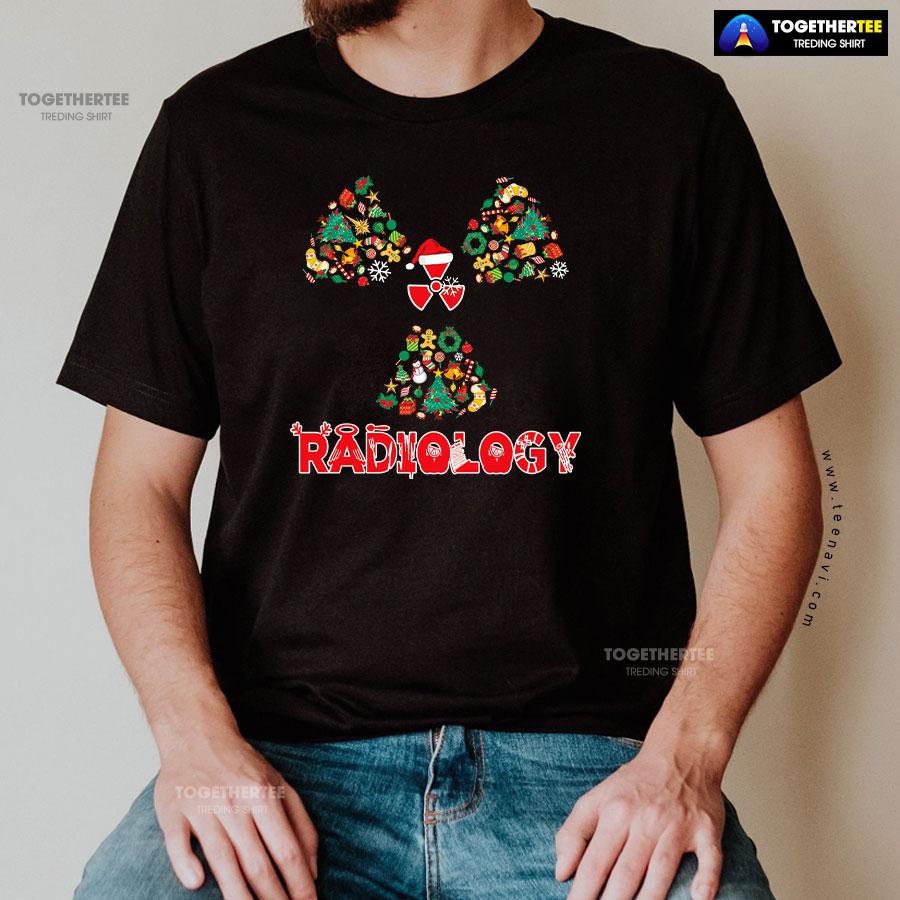 Radiology With Christmas Hat Christmas Tree T-Shirt - Image 2