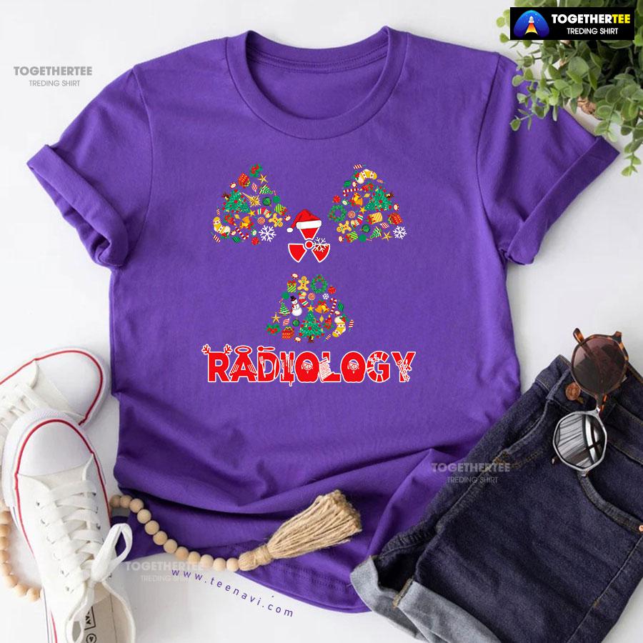 Radiology With Christmas Hat Christmas Tree T-Shirt - Image 7