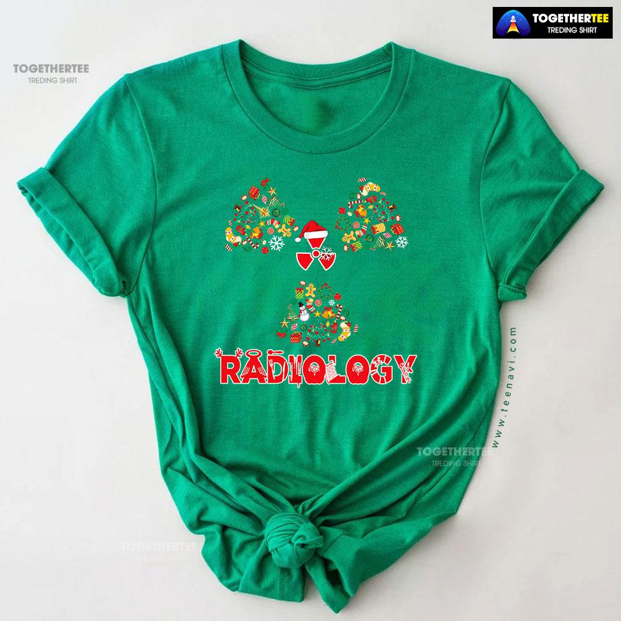 Radiology With Christmas Hat Christmas Tree T-Shirt - Image 9