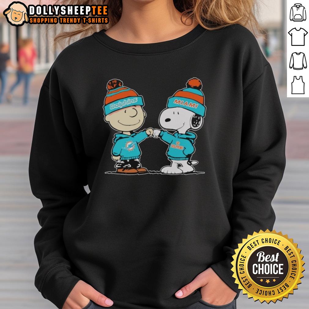 Awesome Miami Dolphins Snoopy And Charlie Brown Best Friends T-Shirt - Image 3