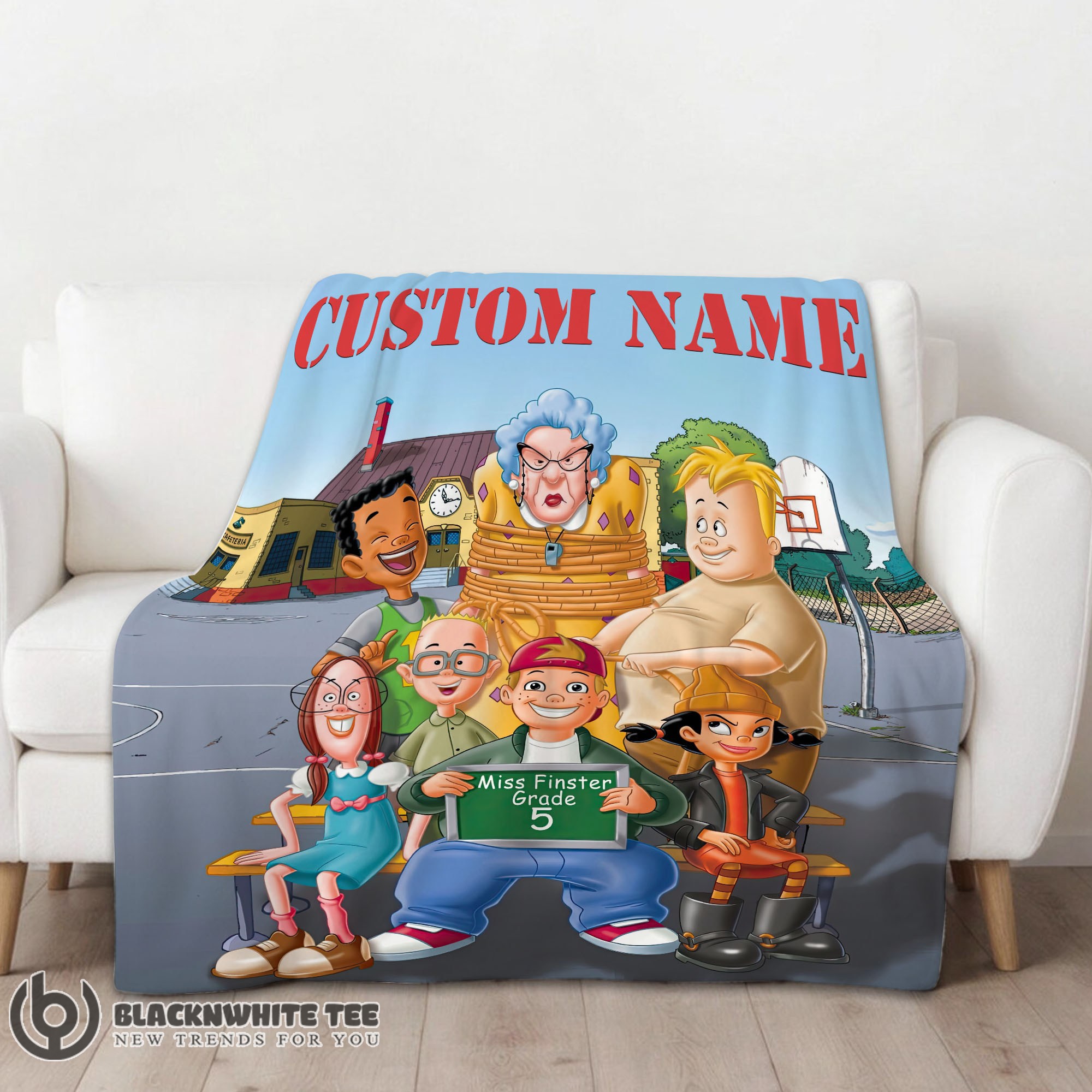 Perfect Pretty Recess Cartoon Miss Finster Grade 5 Blanket Fleece Customized Blanket - Image 2