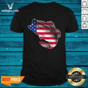 American Flag Bass Fishing Graphic 4th Of July Shirt