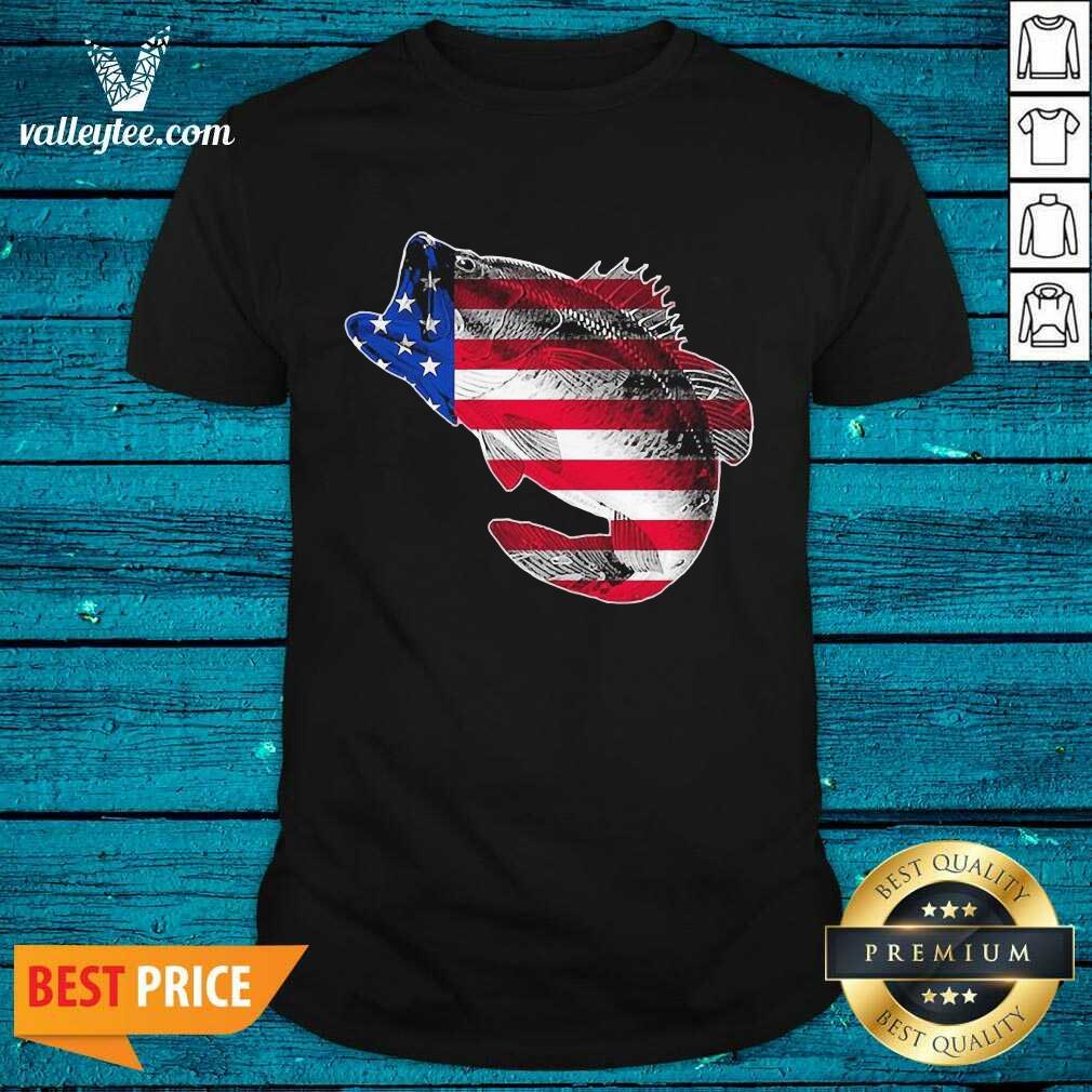 American Flag Bass Fishing Graphic 4th Of July Shirt