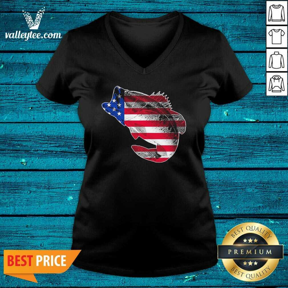 American Flag Bass Fishing Graphic 4th Of July Shirt - Image 3