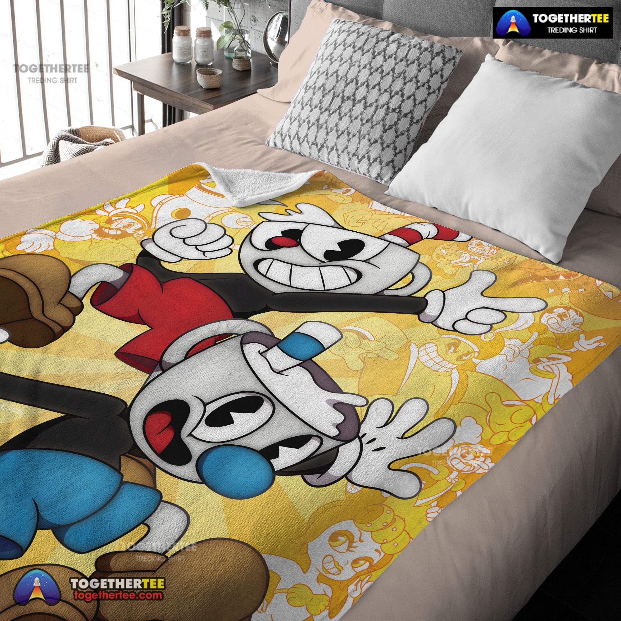 Official Cuphead And Mugman Crazy Cup Blanket Fleece Customized Blanket - Image 3