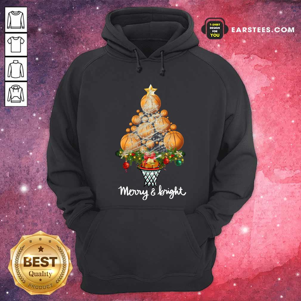 Nice Volleyball Merry And Bright Christmas Tree Shirt - Image 2