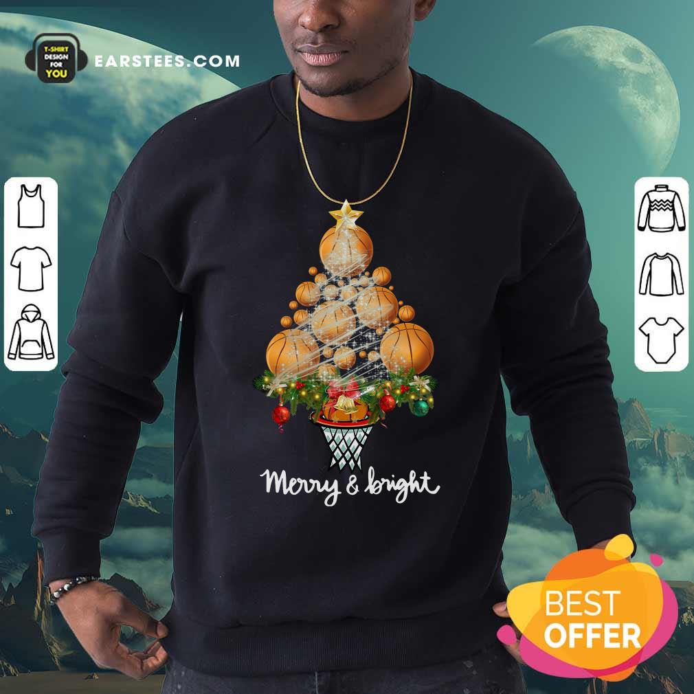 Nice Volleyball Merry And Bright Christmas Tree Shirt - Image 5