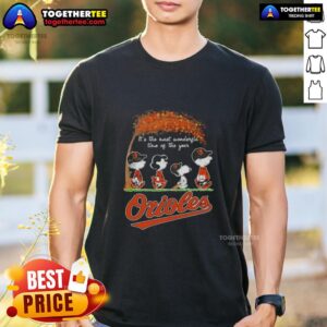 Happy Baltimore Orioles X Peanuts Snoopy And Friends Autumn It's The Most Wonderful Time Of The Year T-Shirt