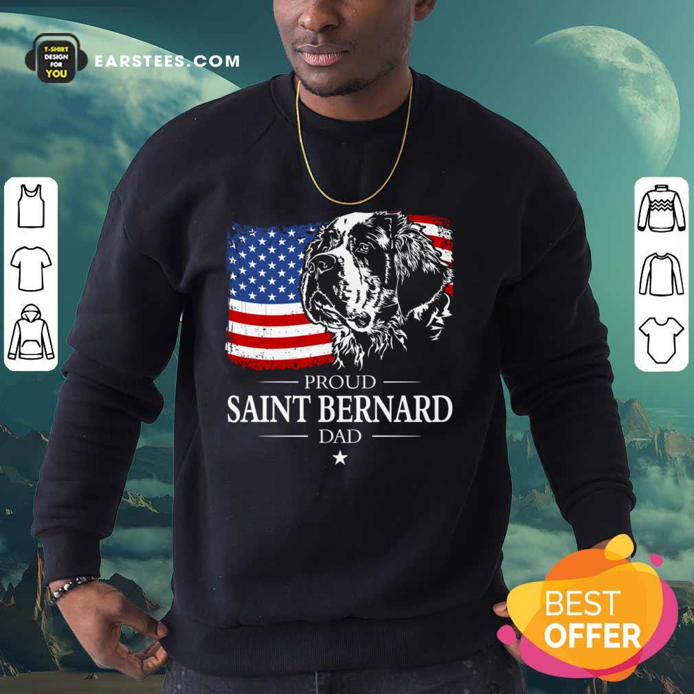 Proud Saint Bernard Dad American Flag 4th Of July Shirt - Image 3