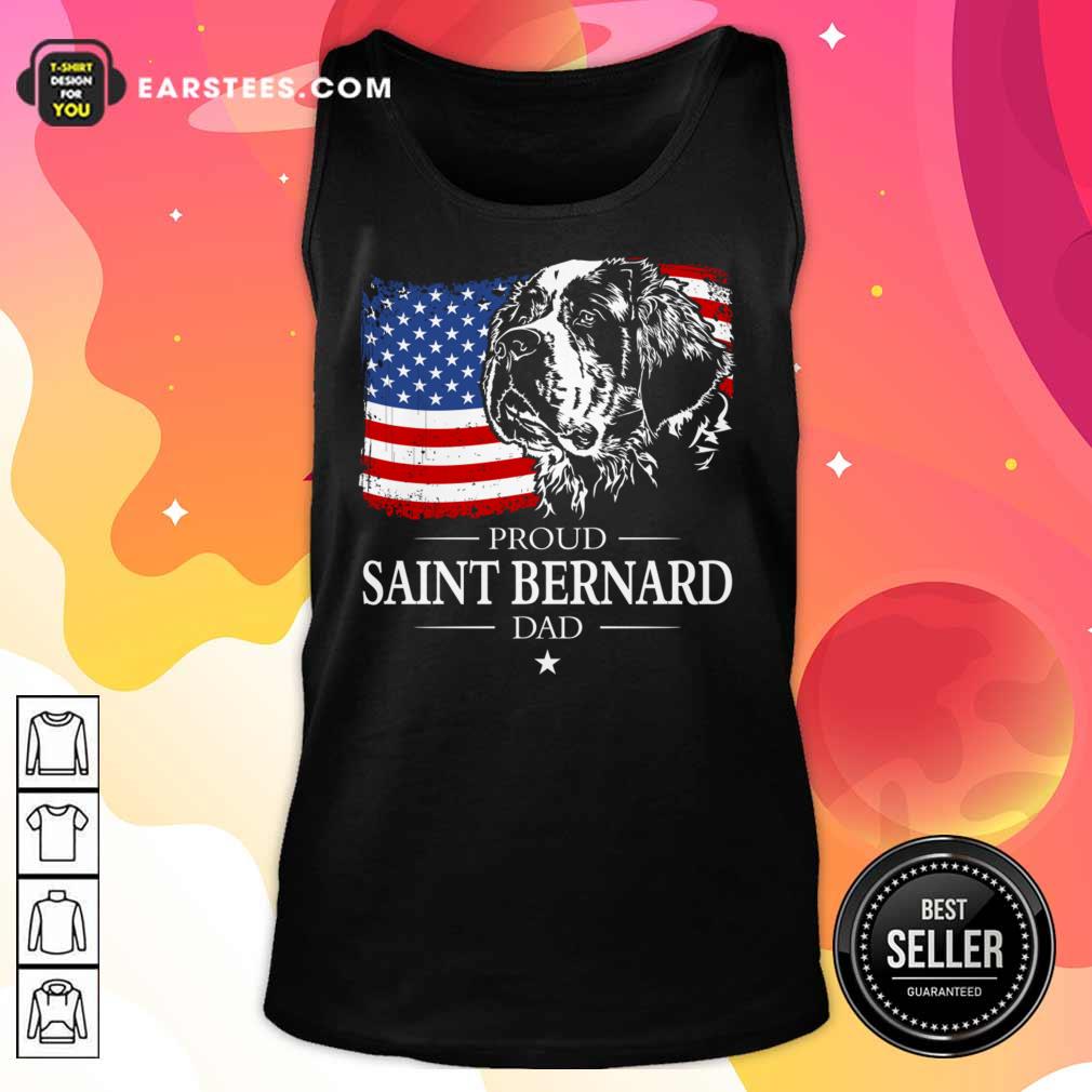 Proud Saint Bernard Dad American Flag 4th Of July Shirt - Image 2