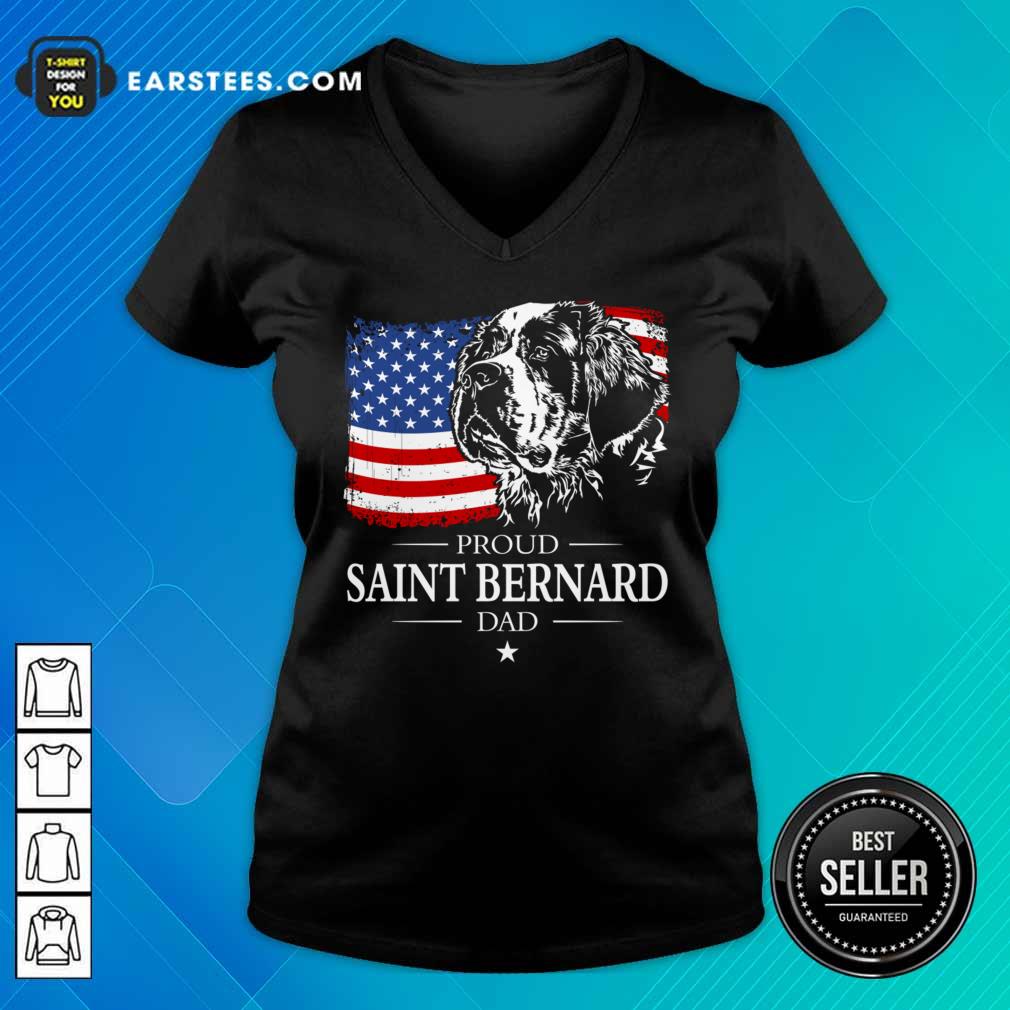 Proud Saint Bernard Dad American Flag 4th Of July Shirt - Image 5