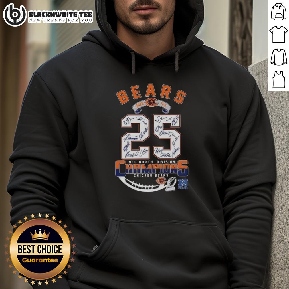Good 2025 11-5 NFC North Division Champions Chicago Bears All Signatures T-Shirt - Image 2
