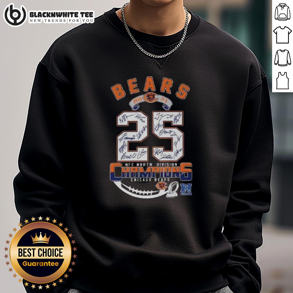 Good 2025 11-5 NFC North Division Champions Chicago Bears All Signatures T-Shirt - Image 5
