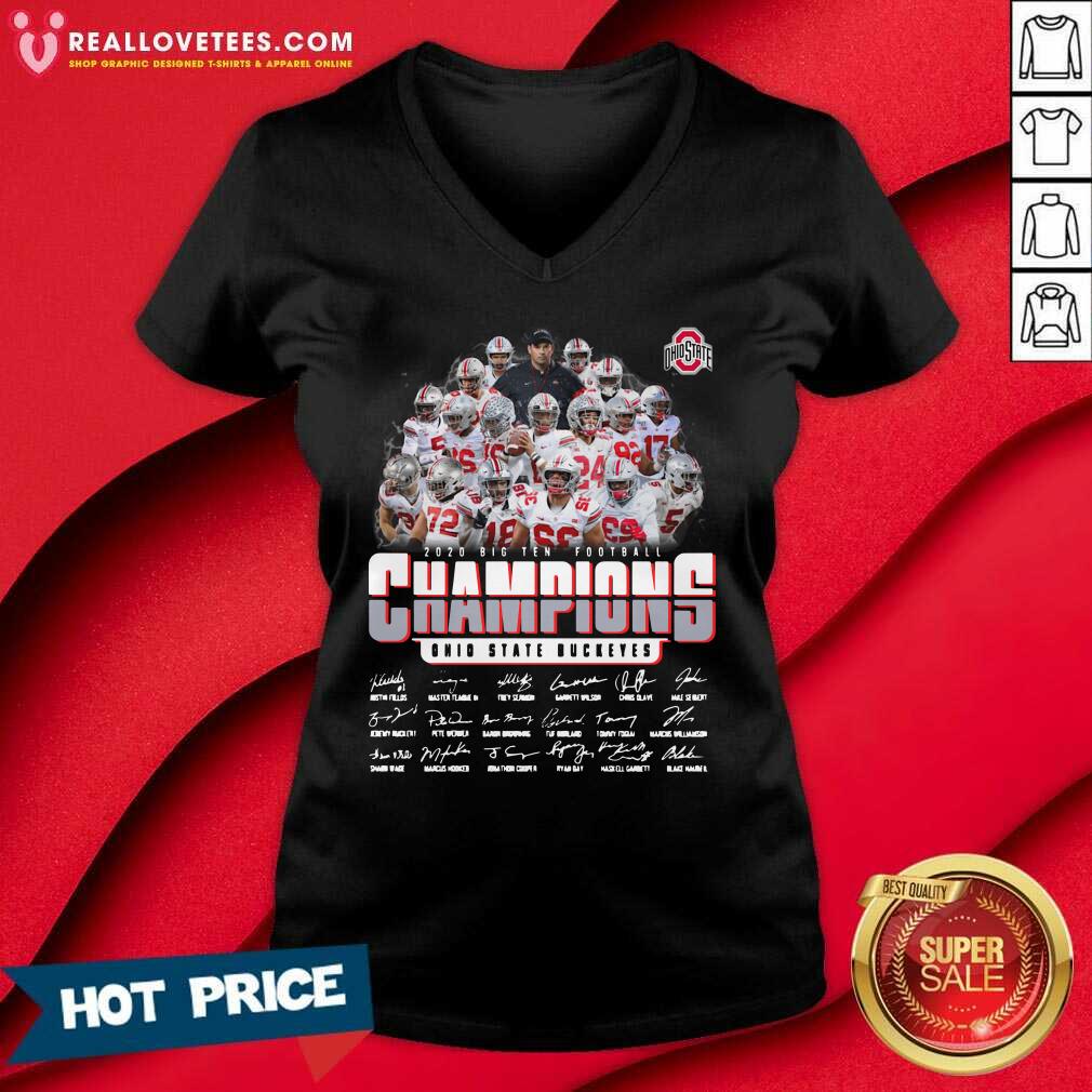 Cute Ohio State Buckeyes 2020 Big Ten Football Champions Signatures Shirt - Image 4