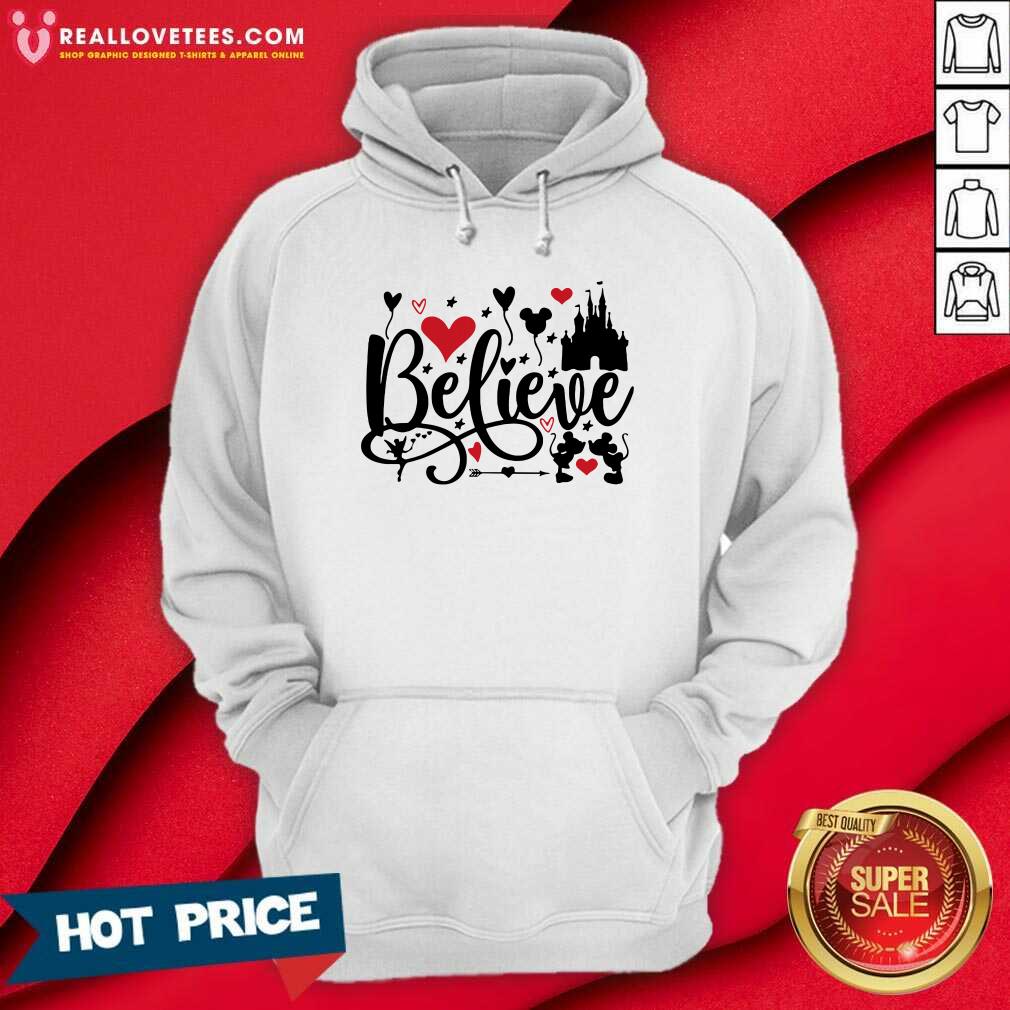 Hot Mickey Mouse And Minnie Mouse Disney Believe Valentines Day Shirt - Image 4