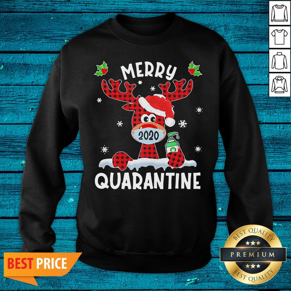 Good Merry Quarantine Christmas 2020 Reindeer Mask Family Pajamas Shirt - Image 5