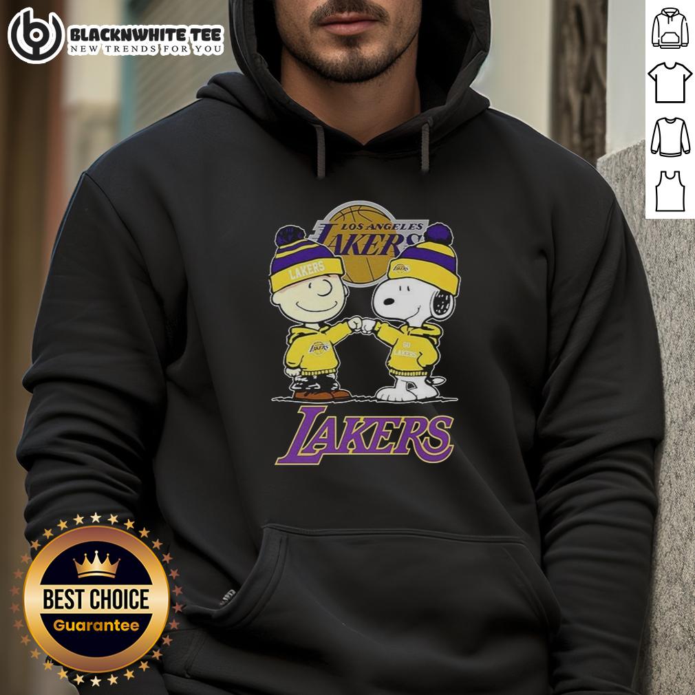 Nice Charlie Brown Touch Hand Snoopy X Los Angeles Lakers Logo T-Shirt - Image 2