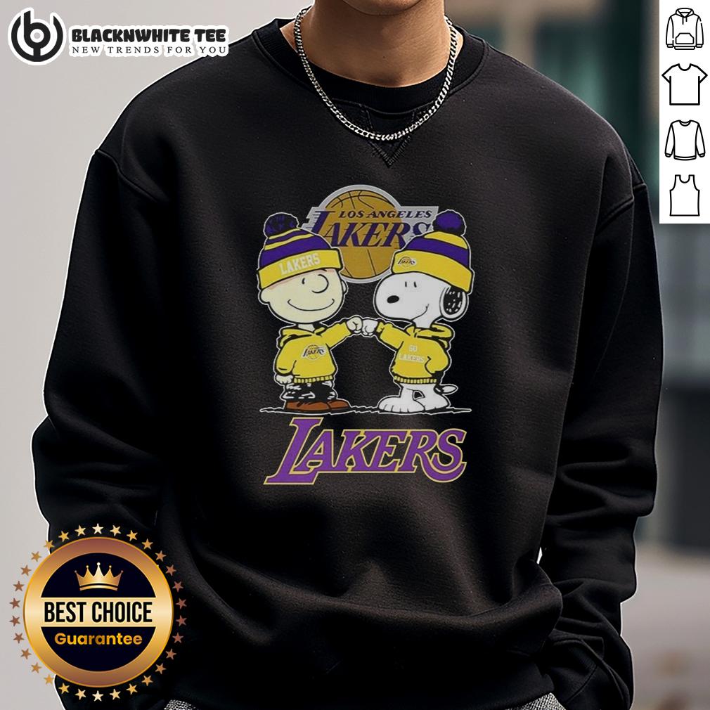 Nice Charlie Brown Touch Hand Snoopy X Los Angeles Lakers Logo T-Shirt - Image 5