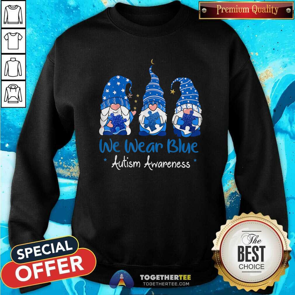 Funny Three Gnomes Holding Blue Puzzle Autism Aware Shirt - Image 5