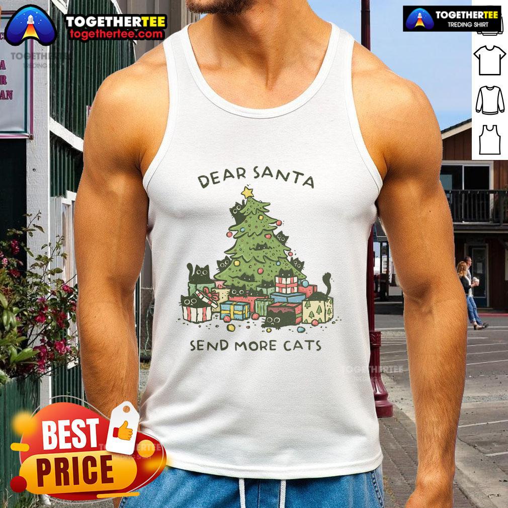 Good Dear Santa Send More Cats Christmas Tree T-Shirt - Image 4