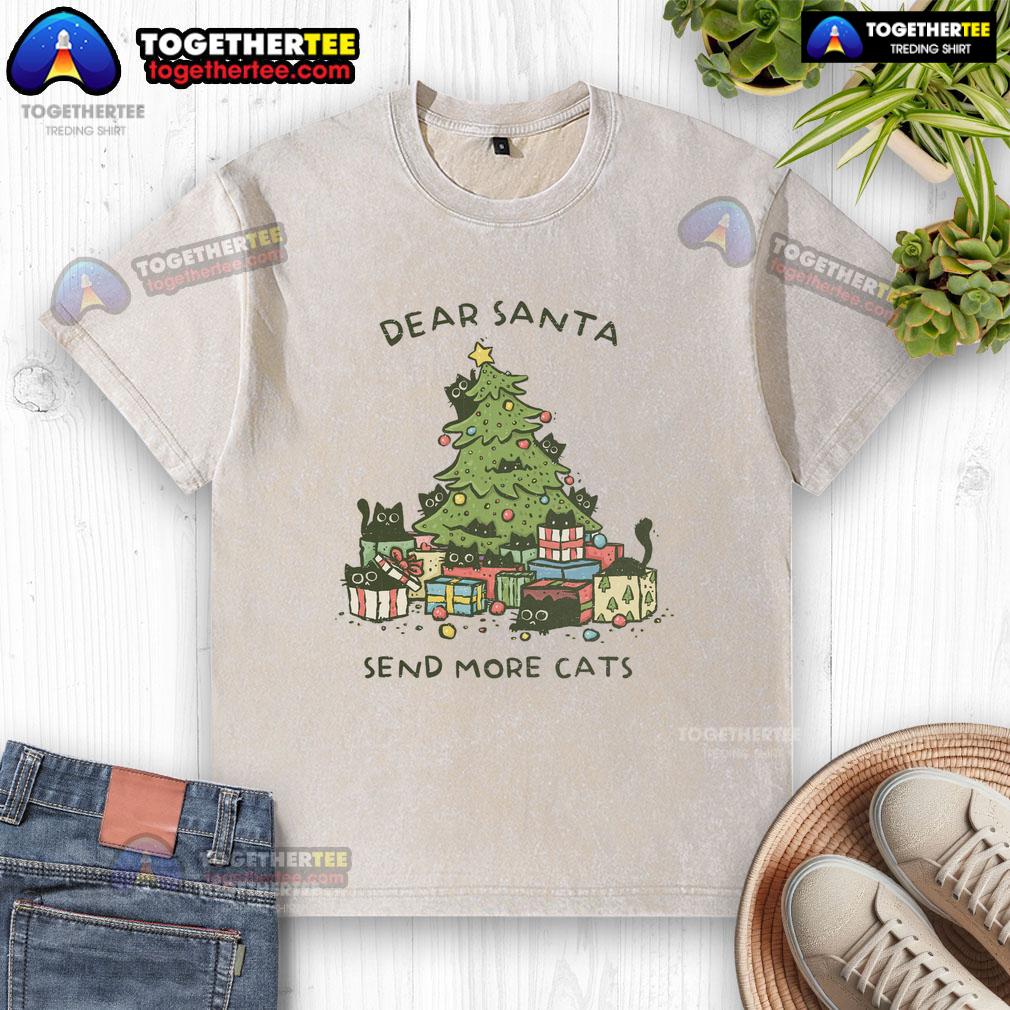 Good Dear Santa Send More Cats Christmas Tree T-Shirt - Image 6