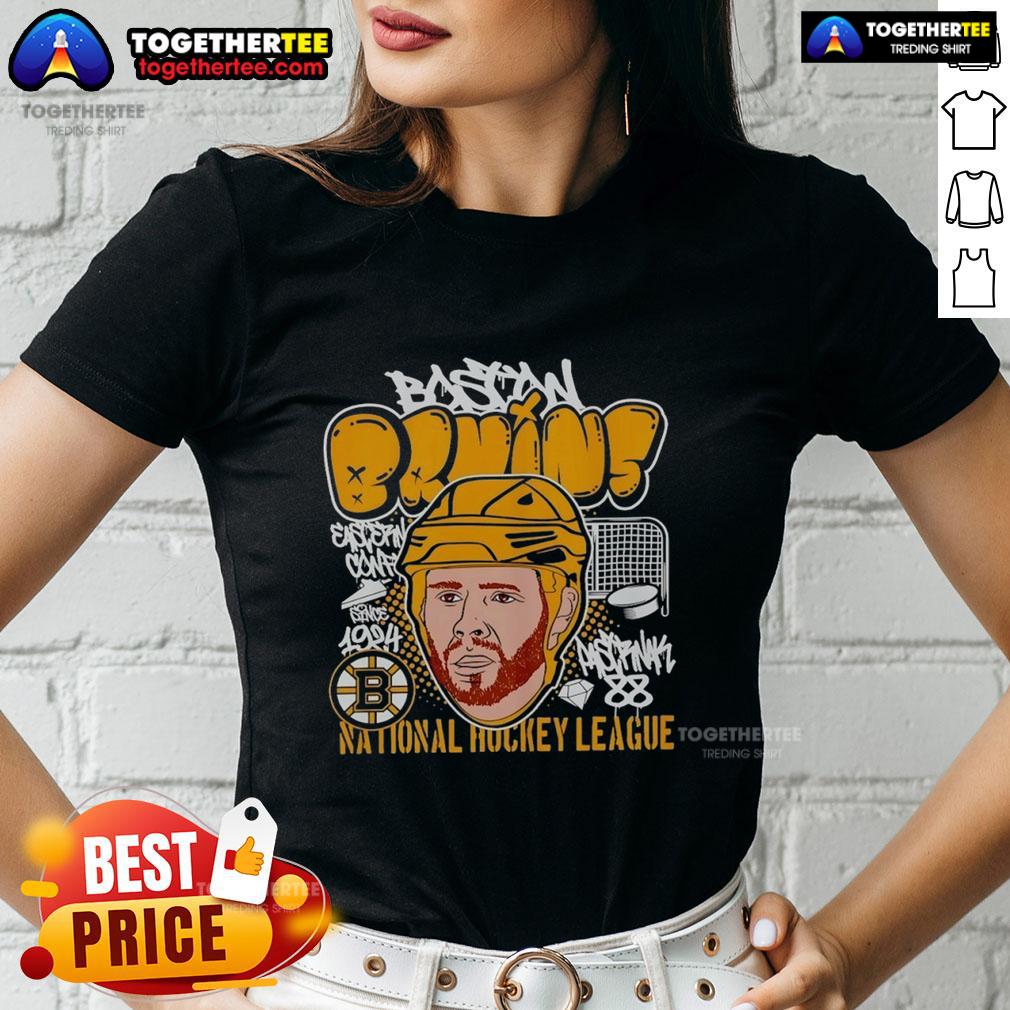 Nice David Pastrnak Big Head Boston Bruins NHL Cartoon T-Shirt - Image 3