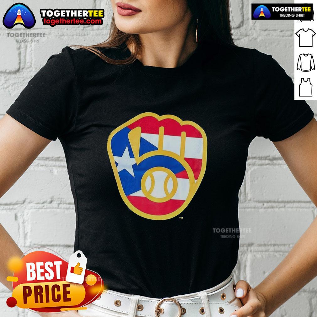 Hot Puerto Rican Milwaukee Brewers Logo T-Shirt - Image 3