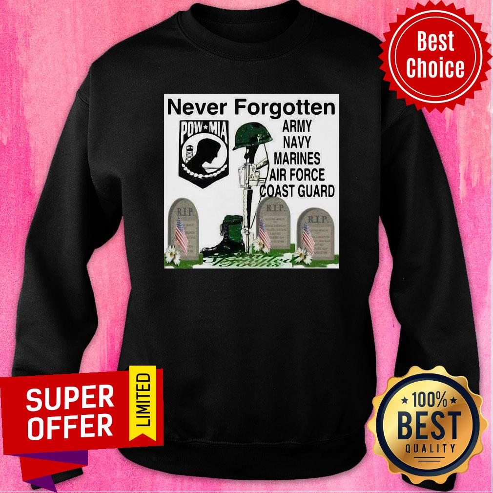 Official Never Forgotten Army Navy Marines Airforce Coast Guard Shirt - Image 5