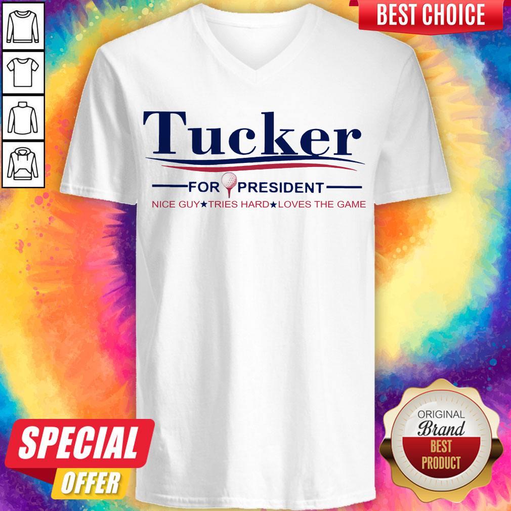 Tucker Carlson For President Nice Guy Tries Hard Loves The Game Shirt - Image 3