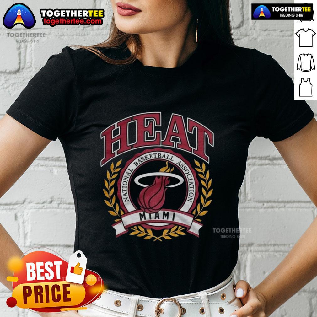 Good Miami Heat National Basketball Association Logo Laurel Wreath Frame Retro T-Shirt - Image 3