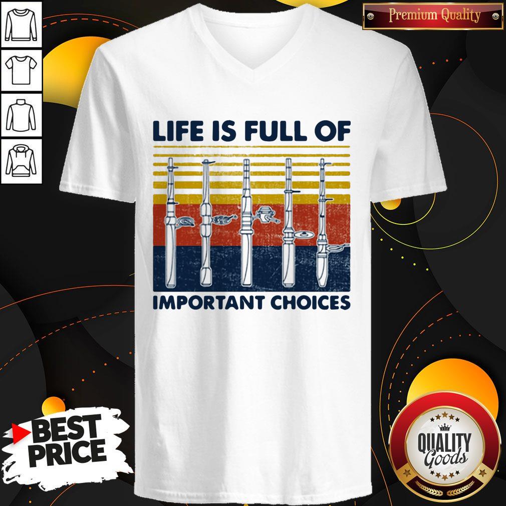 Cute Fishing Life Is Full Of Important Choices Vintage Retro Shirt - Image 2