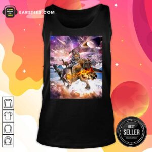 Alternative view of Big Cat Tiger Riding Dinosaur In Space Premium Shirt
