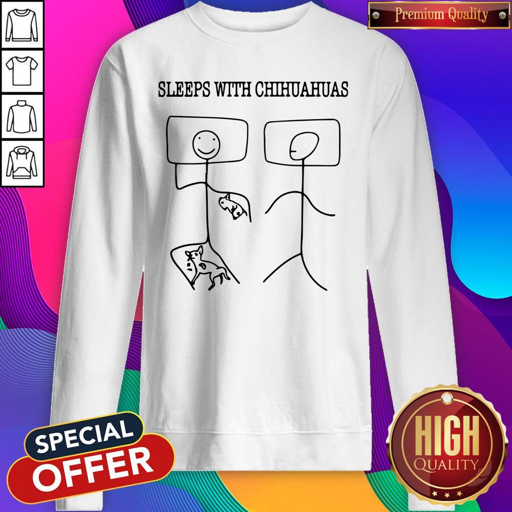 Original Sleeps With Chihuahuas Stick Figure Shirt - Image 5