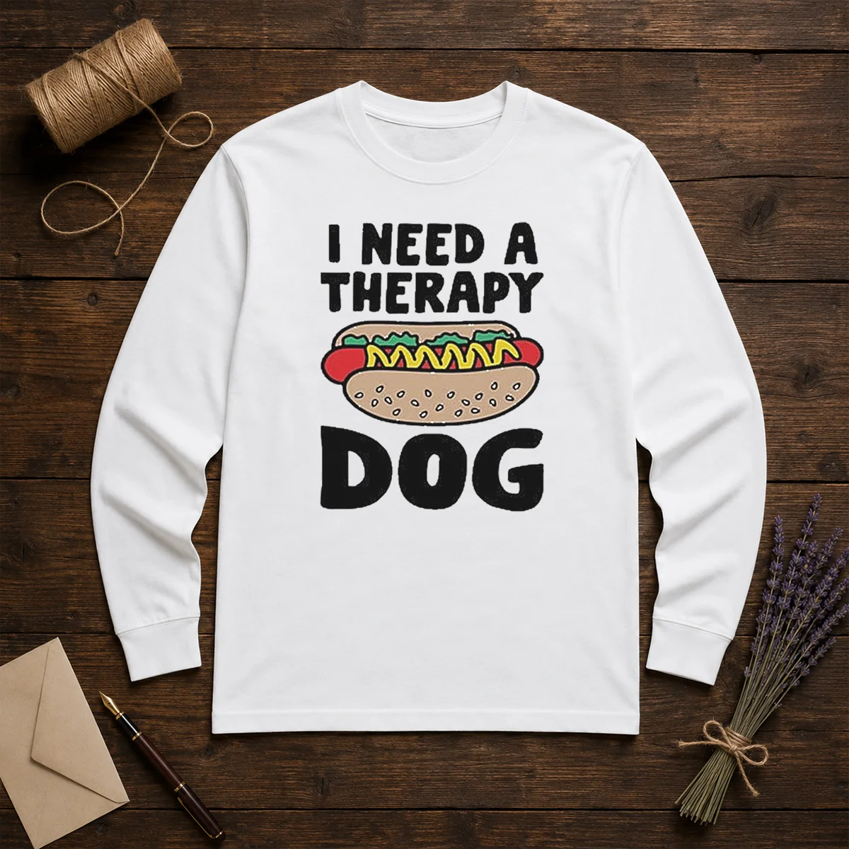 Nice I Need A Therapy Dog Illustration Shirt - Image 5