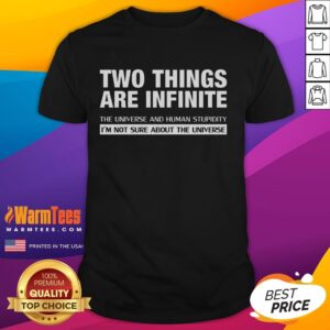 Funny Two Things Are Infinite The Universe And Human Stupidity Infinite Stupidity T-Shirt