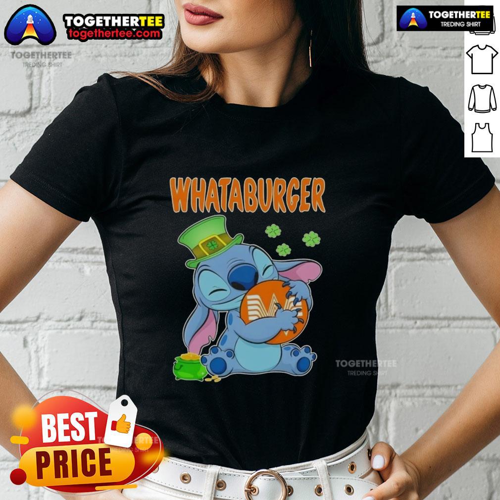 Nice Stitch Hug The Whataburger Logo Happy Patrick's Day T-Shirt - Image 3