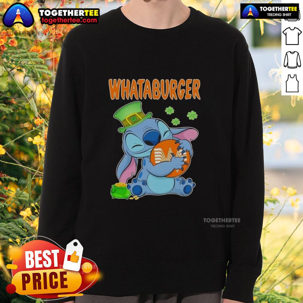 Nice Stitch Hug The Whataburger Logo Happy Patrick's Day T-Shirt - Image 5