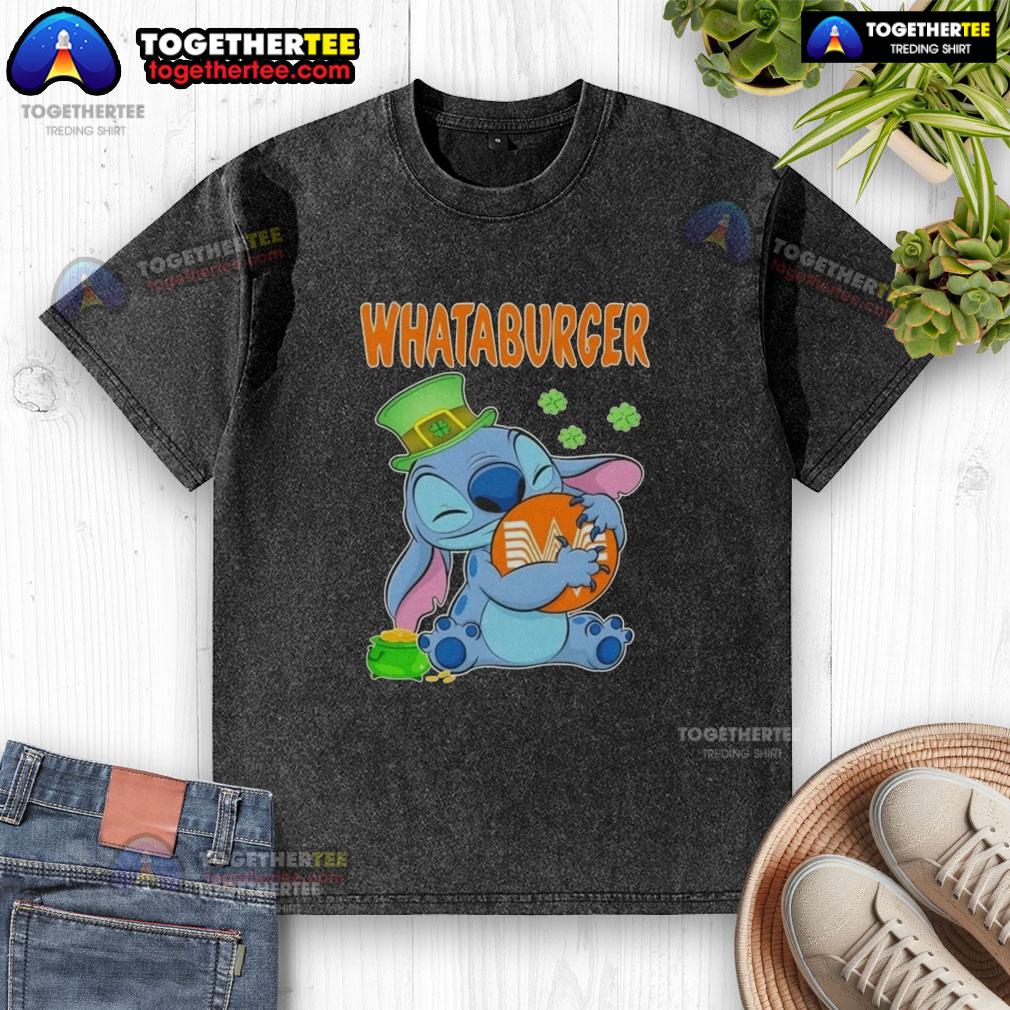 Nice Stitch Hug The Whataburger Logo Happy Patrick's Day T-Shirt - Image 6