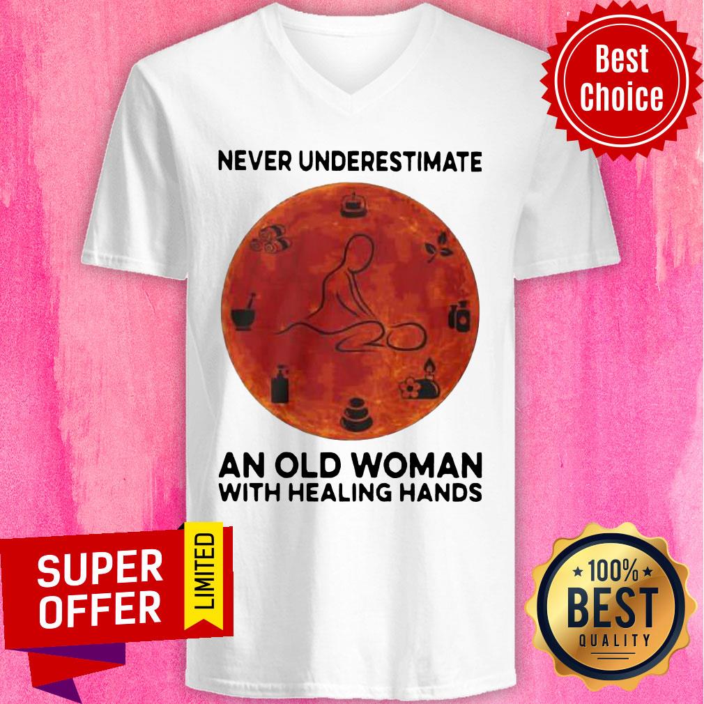 Never Underestimate An Old Woman With Healing Hands Shirt - Image 2