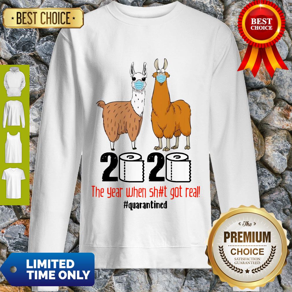 Top Llama 2020 The Year When Shit Got Real #quarantined Shirt - Image 4