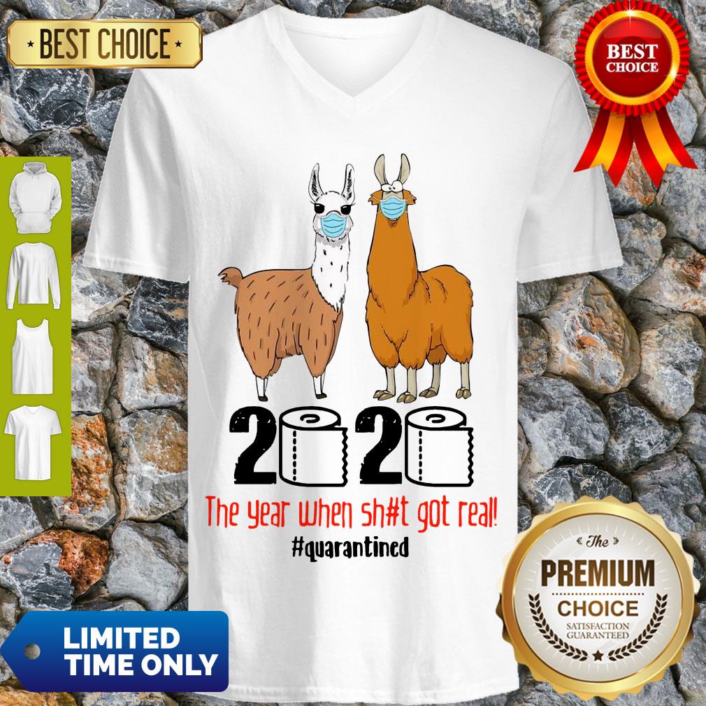Top Llama 2020 The Year When Shit Got Real #quarantined Shirt - Image 2