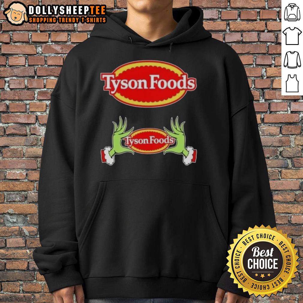 Awesome Tyson Foods X Grinch Hands Merry Christmas T-Shirt - Image 2