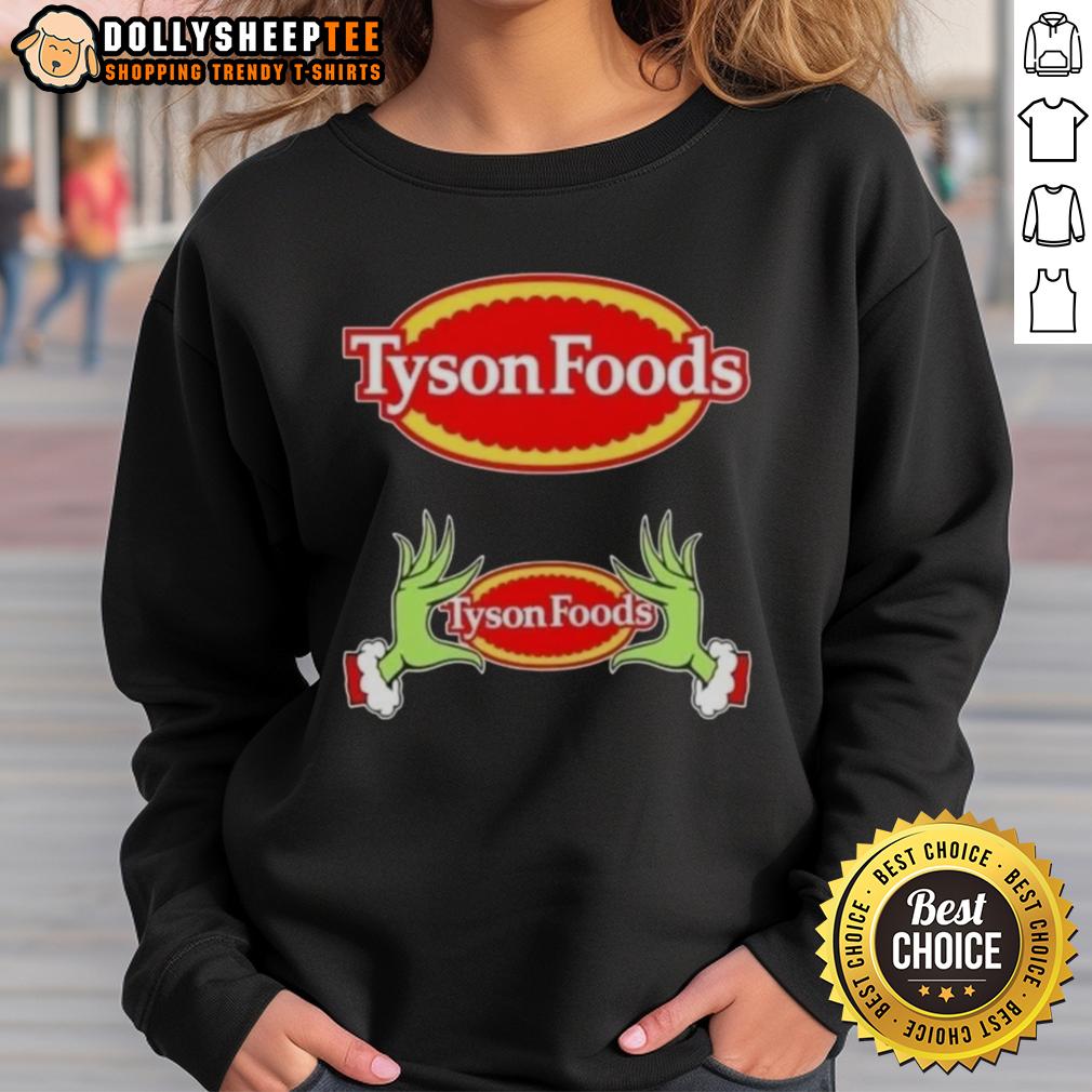 Awesome Tyson Foods X Grinch Hands Merry Christmas T-Shirt - Image 5