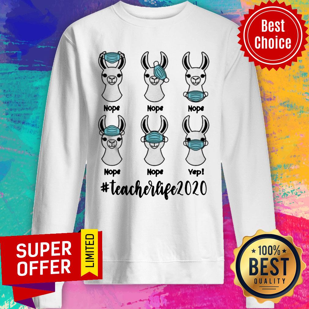 Llama Right Way To Wear Mask #Teacherlife 2020 Shirt - Image 4