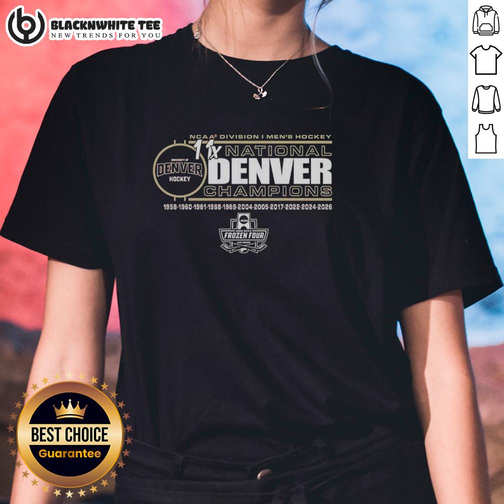 Premium Denver Pioneers 11-Time NCAA Frozen Four Men's Ice Hockey National Champions T-Shirt - Image 3