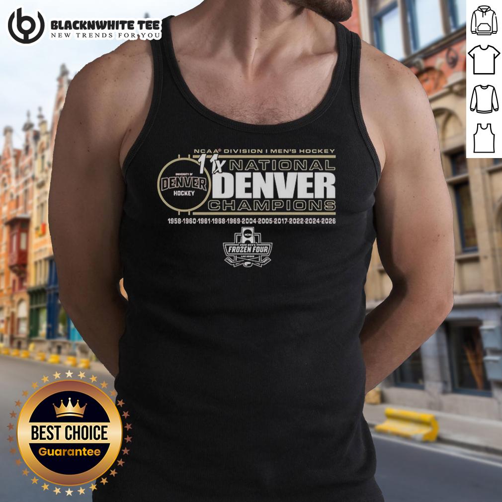 Premium Denver Pioneers 11-Time NCAA Frozen Four Men's Ice Hockey National Champions T-Shirt - Image 4