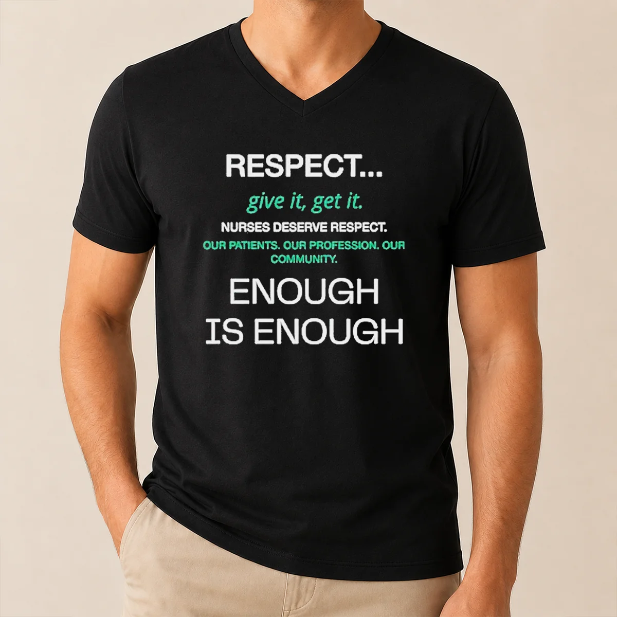 Awesome Pretty Respect Nurses Enough Is Enough Shirt - Image 2