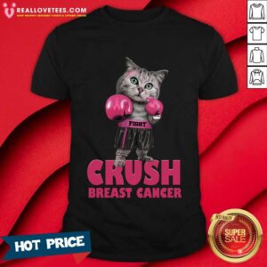 Cat Boxing Fight Crush Breast Cancer Shirt