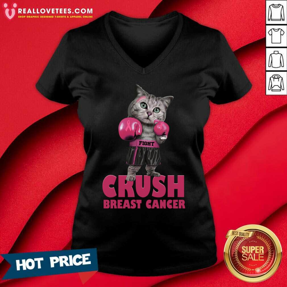 Cat Boxing Fight Crush Breast Cancer Shirt - Image 3
