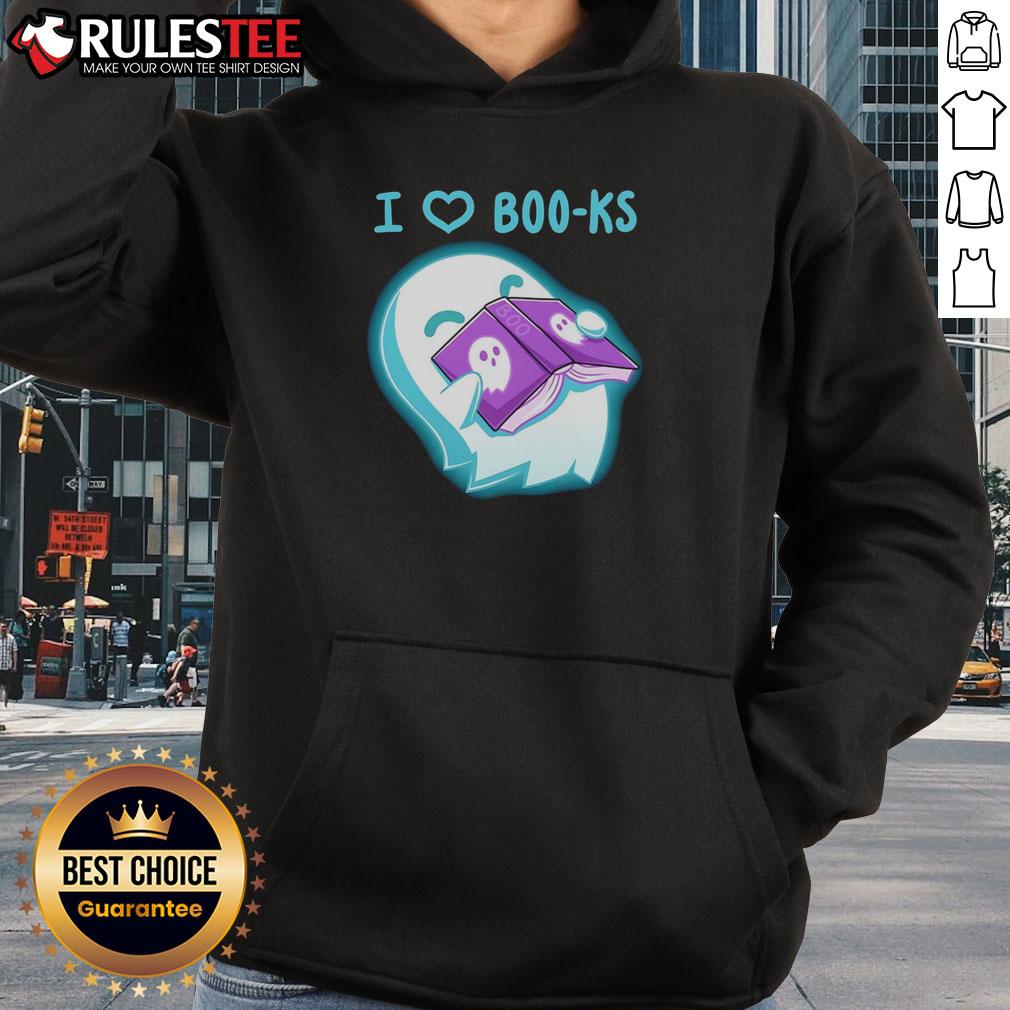 Cute Ghost Book I Heart Boo-ks T-Shirt - Image 2
